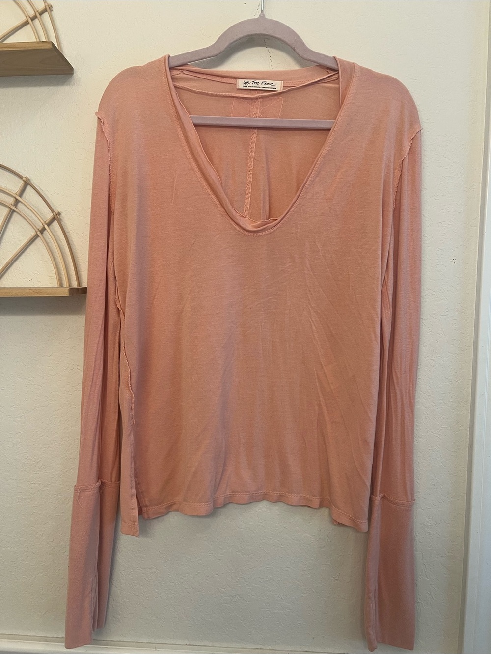 Free People We The Free Dusty Rose Long Sleeve Thumbhole Top Large